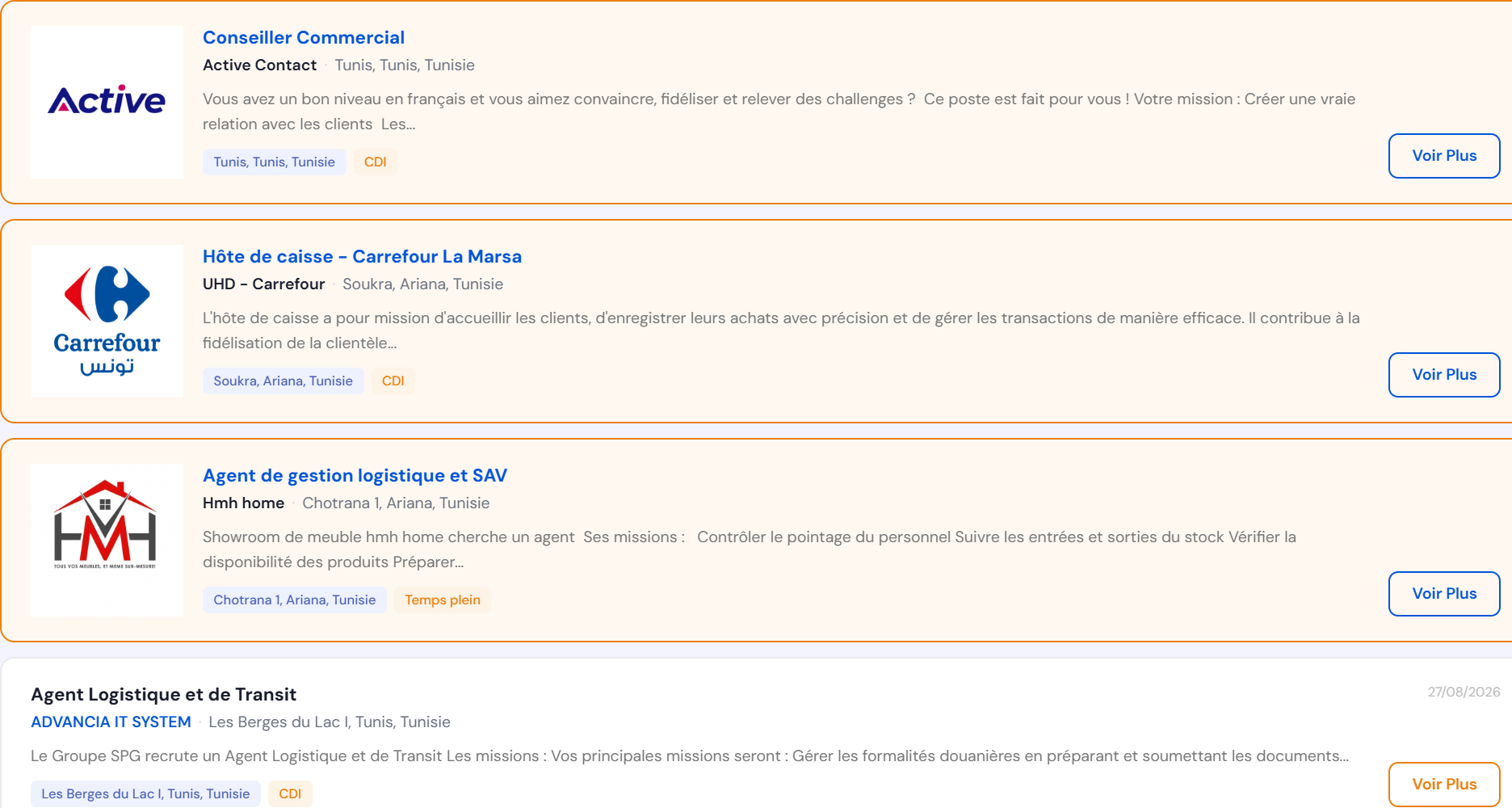 Les annonces mises en avant occupent le haut de la liste