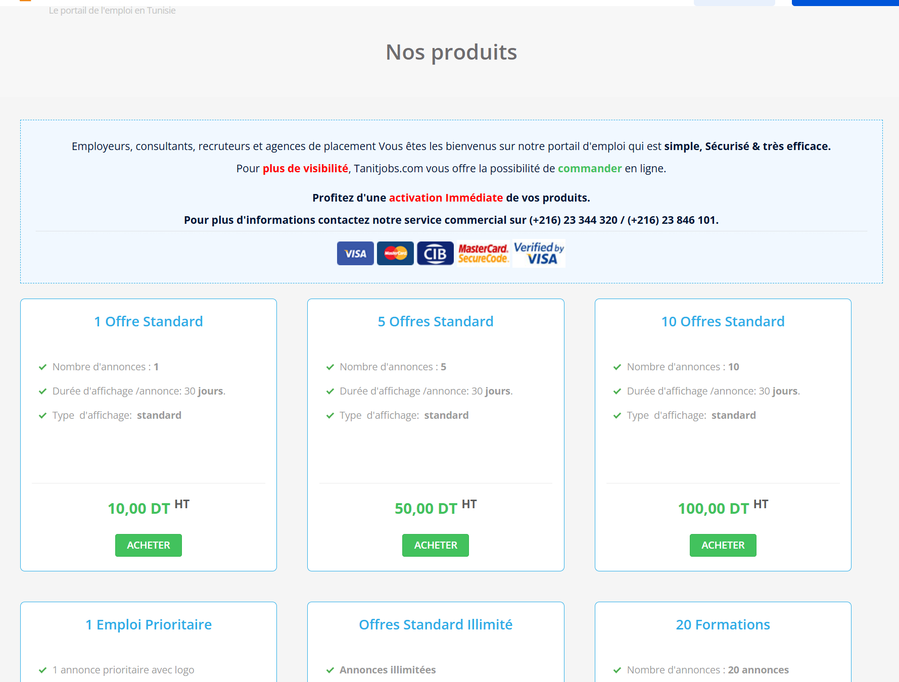 L’écran de choix du produit de publication